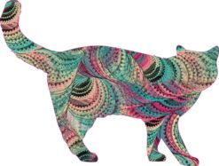 3in x 5in Right Facing Colorful Abstract Cat Sticker
