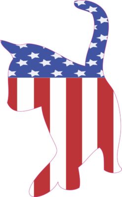 3in x 5in Patriotic Cat Silhouette Sticker