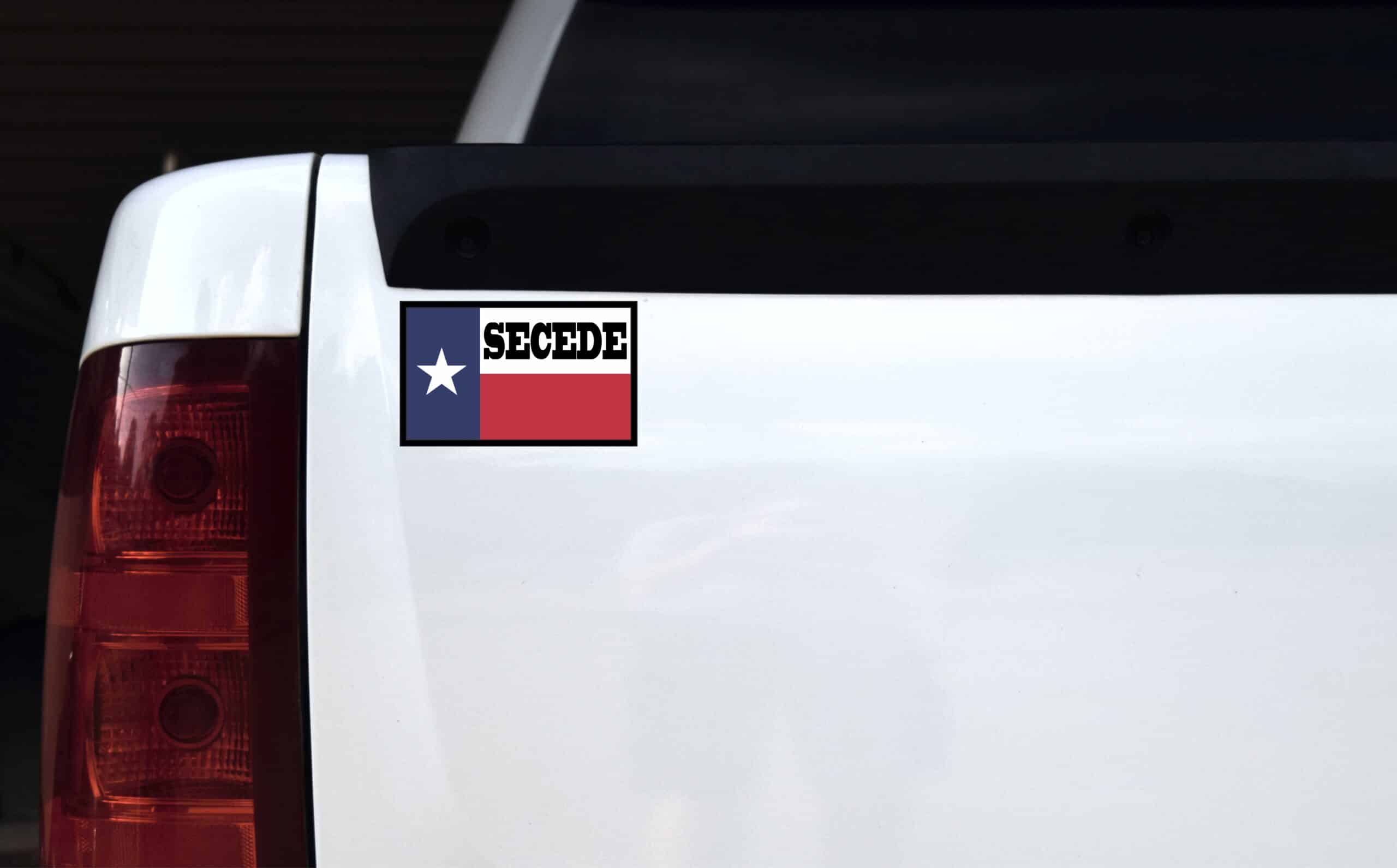 5in x 3in Secede Texas State Flag Bumper Decal Sticker White -