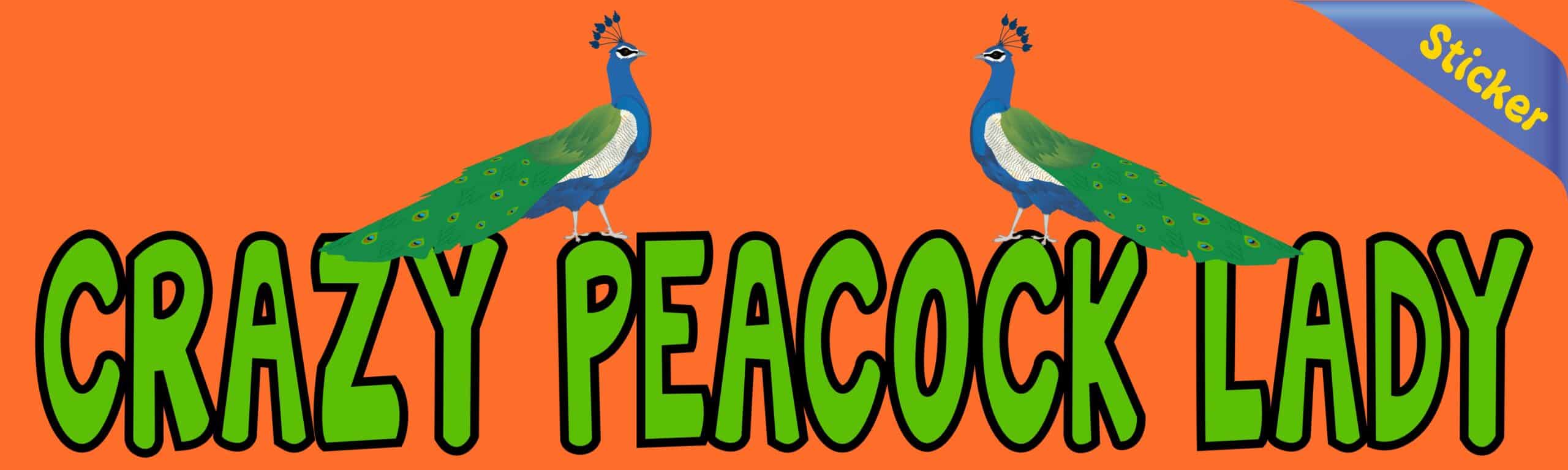 10in x 3in Crazy Peacock Lady Bumper Sticker Car Decal -