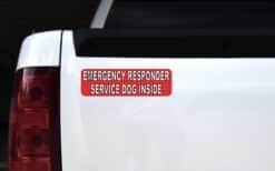 10in x 3in Emergency Service Dog Inside Vinyl Bumper Sticker Car Window Decal