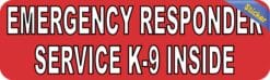 10in x 3in Emergency Responder Service K9 Inside Sticker Bumper Decal