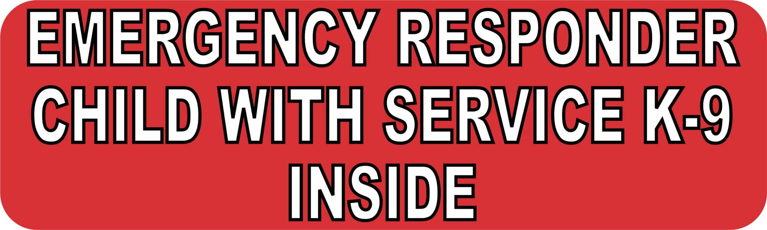10in x 3in Emergency Child With Service K9 Inside Sticker Bumper Decal
