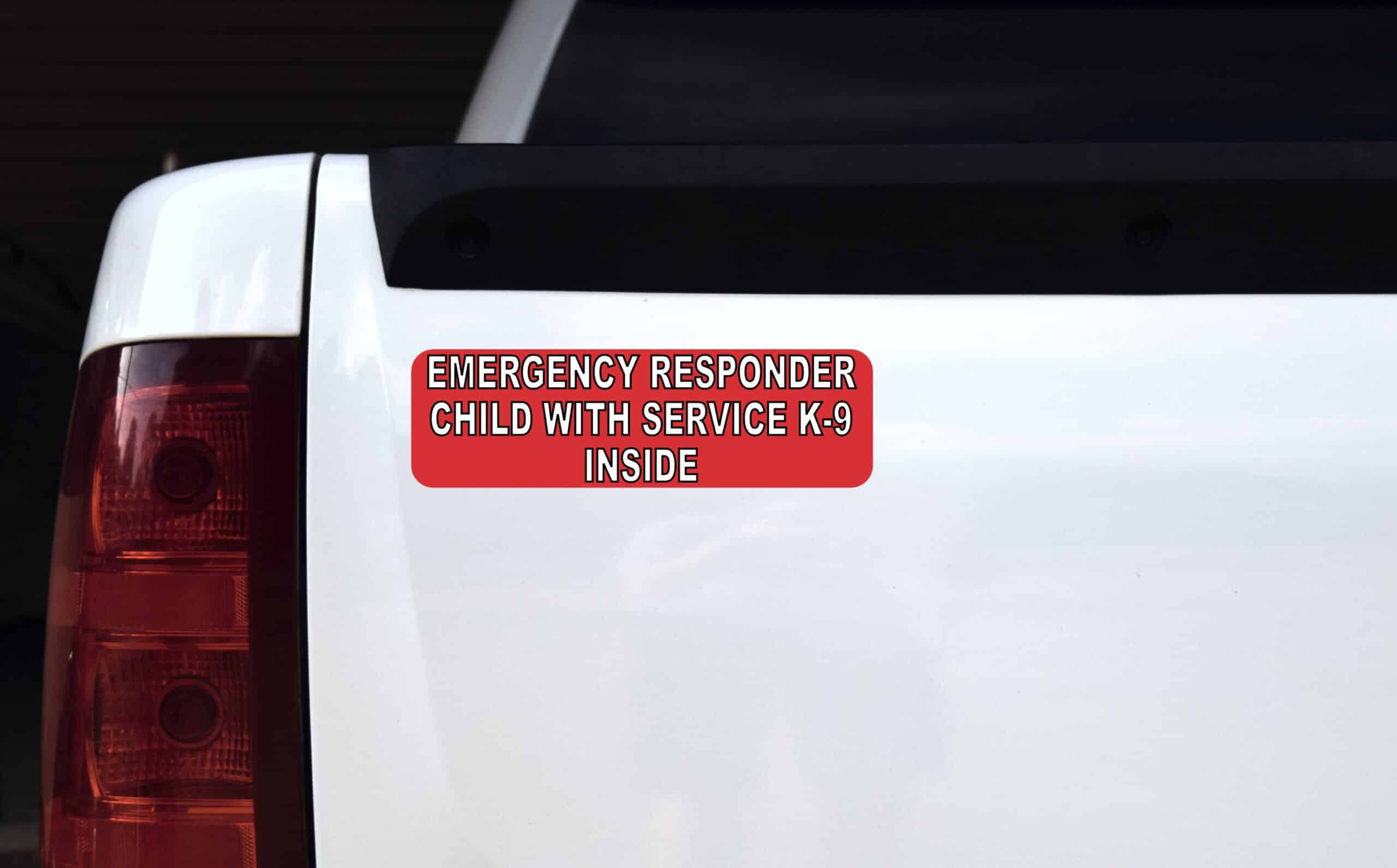 10in x 3in Emergency Child With Service K9 Inside Magnet Bumper Magnets