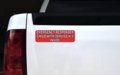 10in x 3in Emergency Child With Service K9 Inside Sticker Bumper Decal
