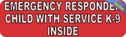 10in x 3in Emergency Child With Service K9 Inside Sticker Bumper Decal