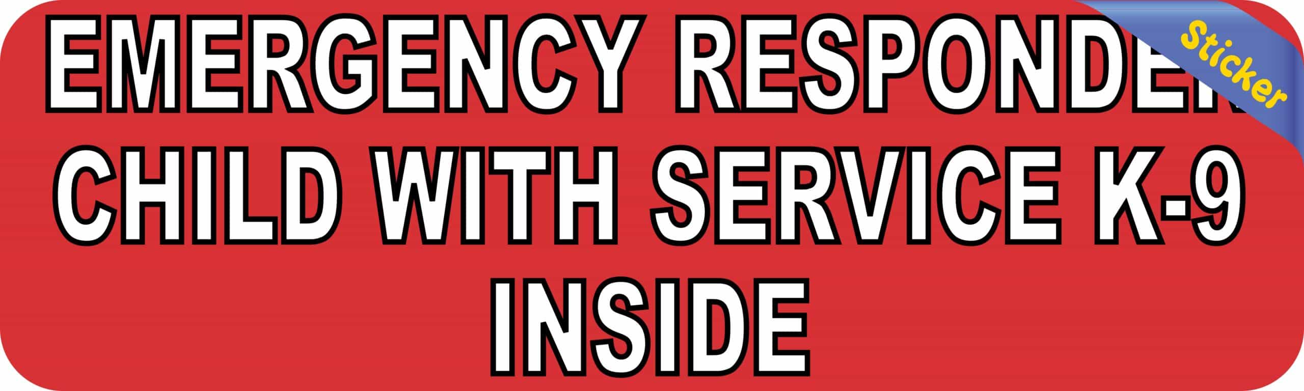 10in x 3in Emergency Child With Service K9 Inside Sticker Bumper Decal