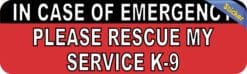 10in x 3in Please Rescue My Service K9 Vinyl Bumper Sticker Car Window Decal