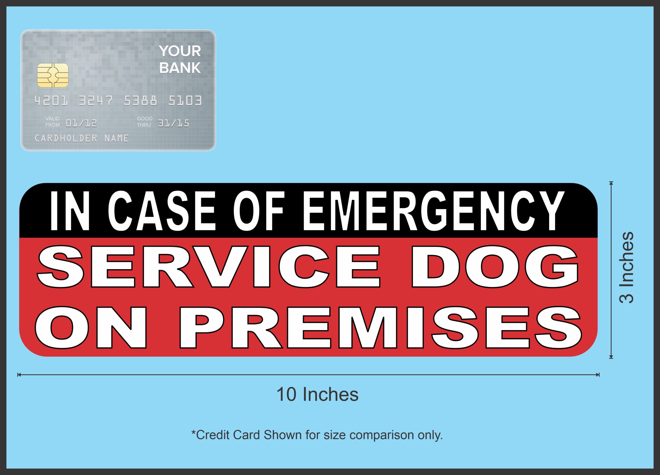 10in x 3in Service Dog On Premises Vinyl Bumper Sticker Truck Window Car Decal
