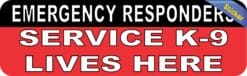 10in x 3in Emergency Responders Service K-9 Lives Here Vinyl Sticker Window Decal