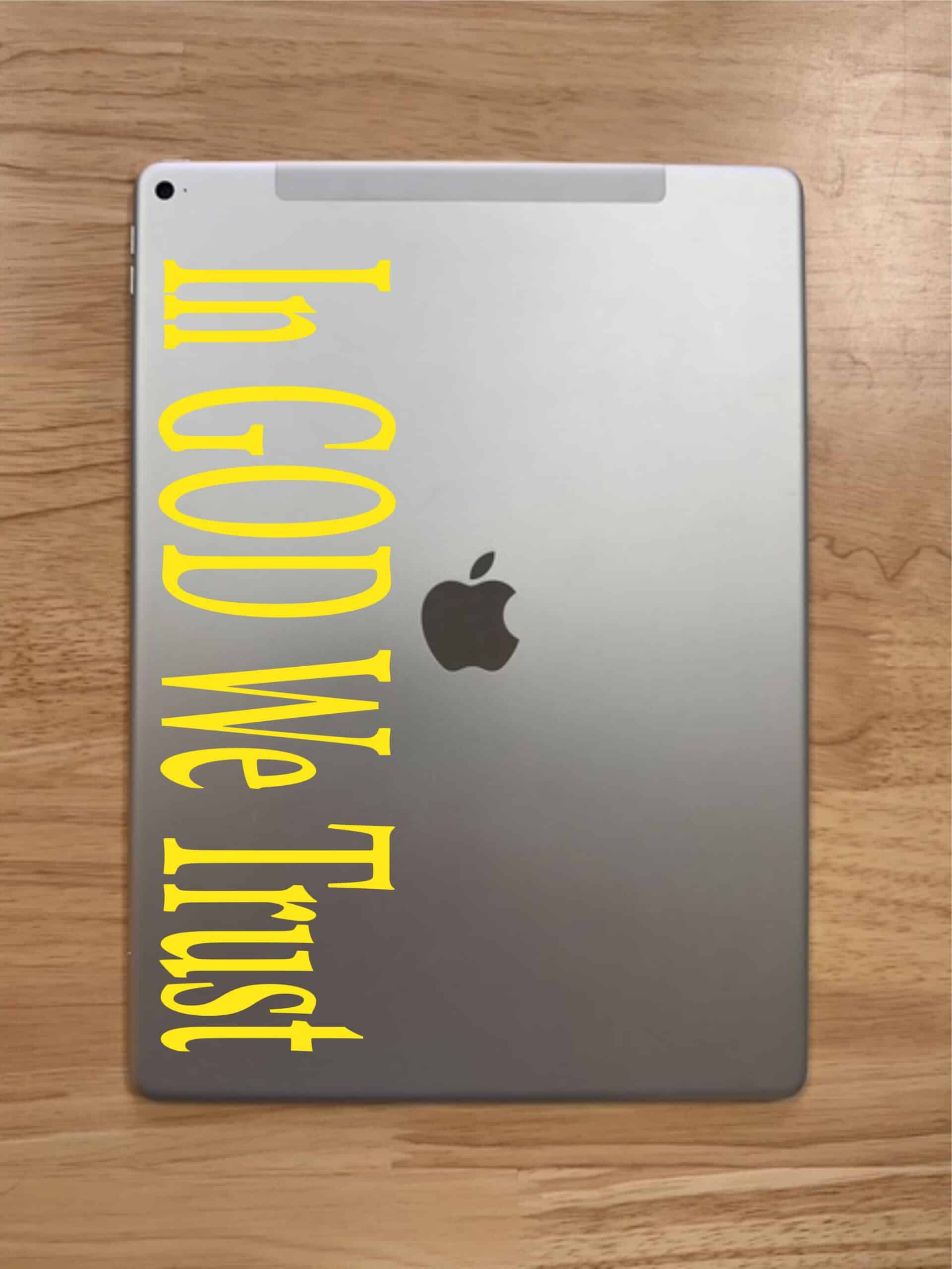 10in x 3in God We Trust Bumper Sticker Yellow Car Window Decal