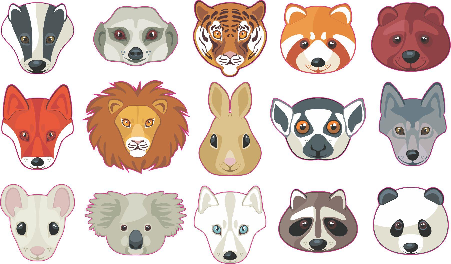 15x Small Animal Head Vinyl Stickers and Decals