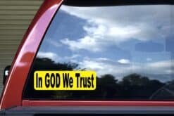 10in x 3in God We Trust Bumper Sticker Yellow Truck Vinyl Car Window Decal