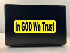 10in x 3in God We Trust Bumper Sticker Yellow Truck Vinyl Car Window Decal