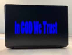 10in x 3in God We Trust Bumper Sticker Car Blue Vinyl Truck Window Decal