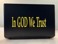 10in x 3in God We Trust Bumper Sticker Yellow Car Window Decal