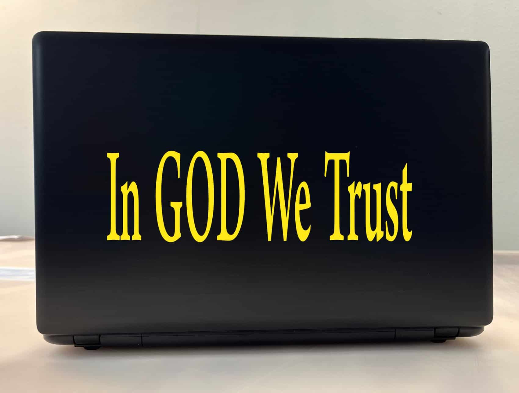 10in x 3in God We Trust Bumper Sticker Yellow Car Window Decal
