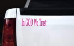 10in x 3in God We Trust Car Bumper Sticker Pink Vinyl Truck Window Decal