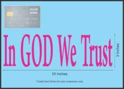 10in x 3in God We Trust Car Bumper Sticker Pink Vinyl Truck Window Decal