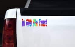 10in x 3in God We Trust Car Bumper Sticker Colorful Ray Truck Window Decal