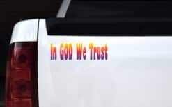 10in x 3in God We Trust Car Bumper Sticker Yellow To Blue Fade Window Decal
