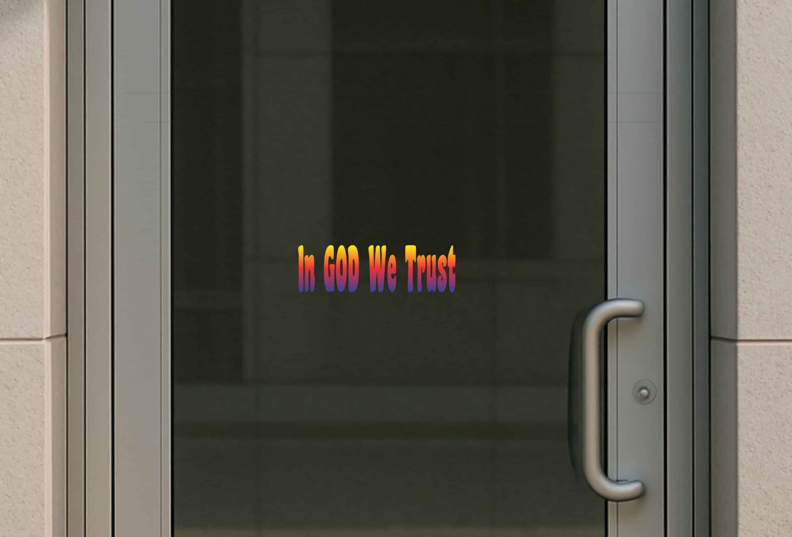 10in x 3in God We Trust Car Bumper Sticker Yellow To Blue Fade Window Decal