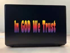 10in x 3in God We Trust Car Bumper Sticker Yellow To Blue Fade Window Decal