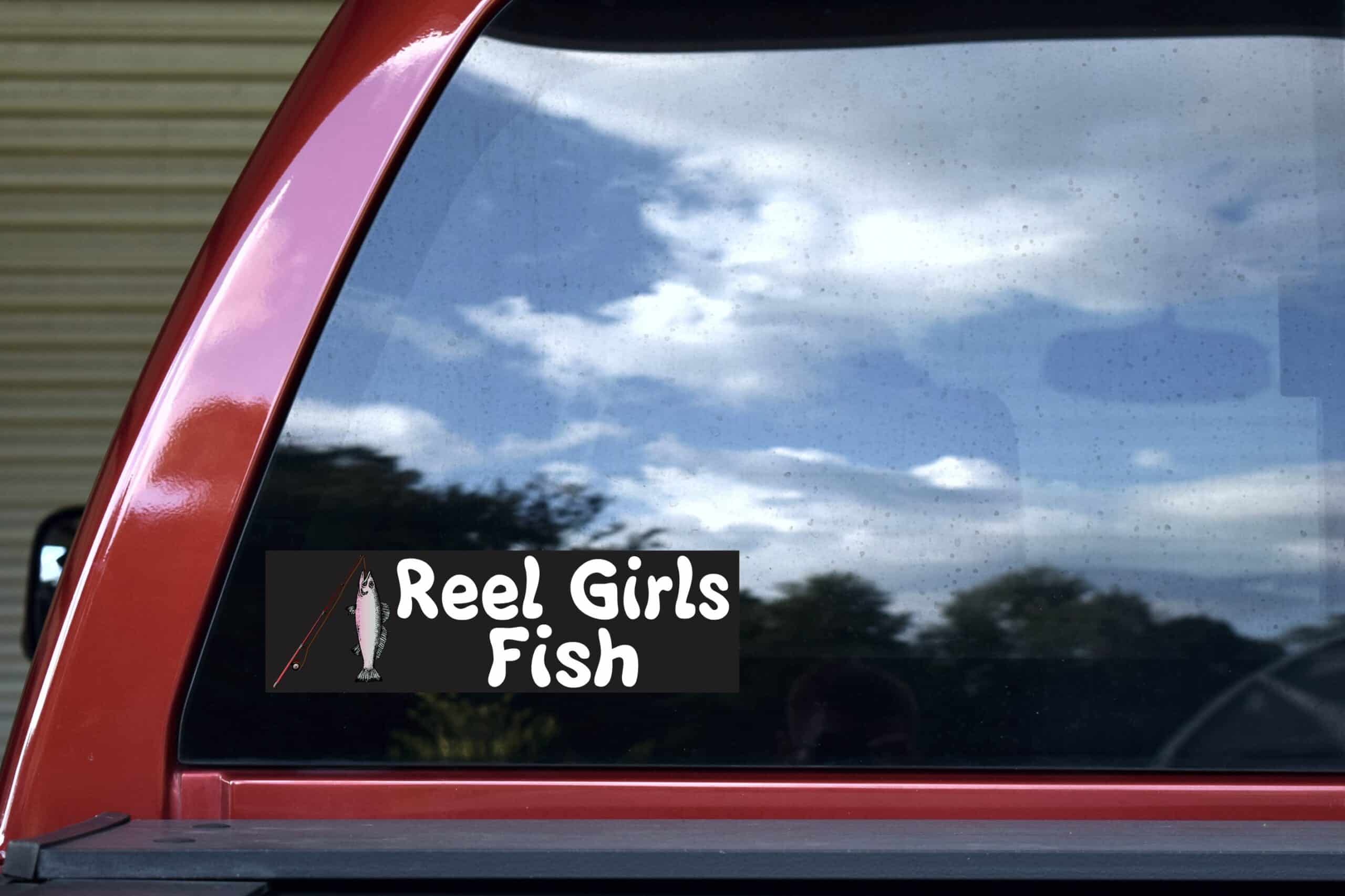 10in x 3in Reel Girls Fish Bumper Sticker Vinyl Truck Window Decal Stickers