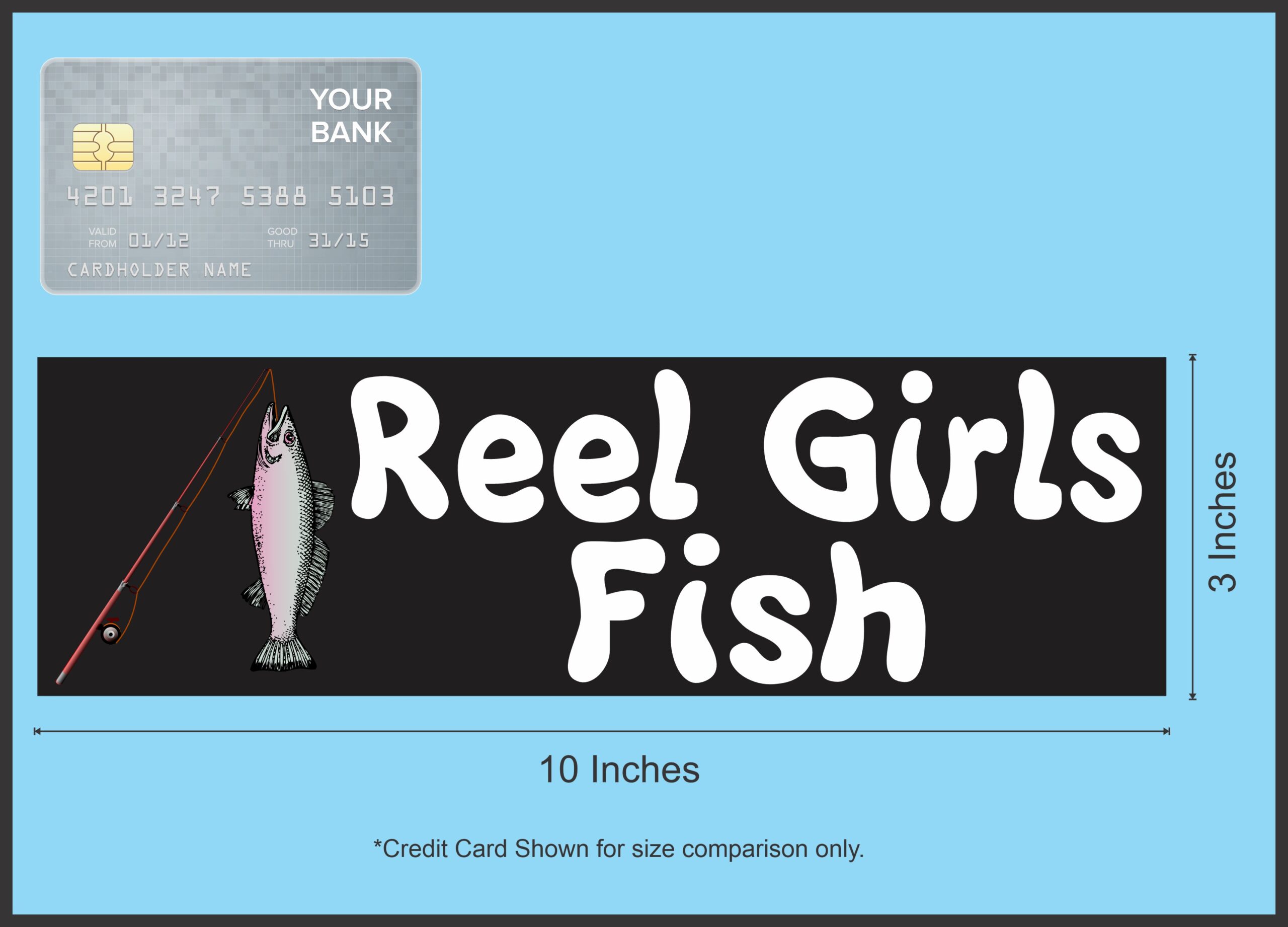 10in x 3in Reel Girls Fish Bumper Sticker Vinyl Truck Window Decal Stickers