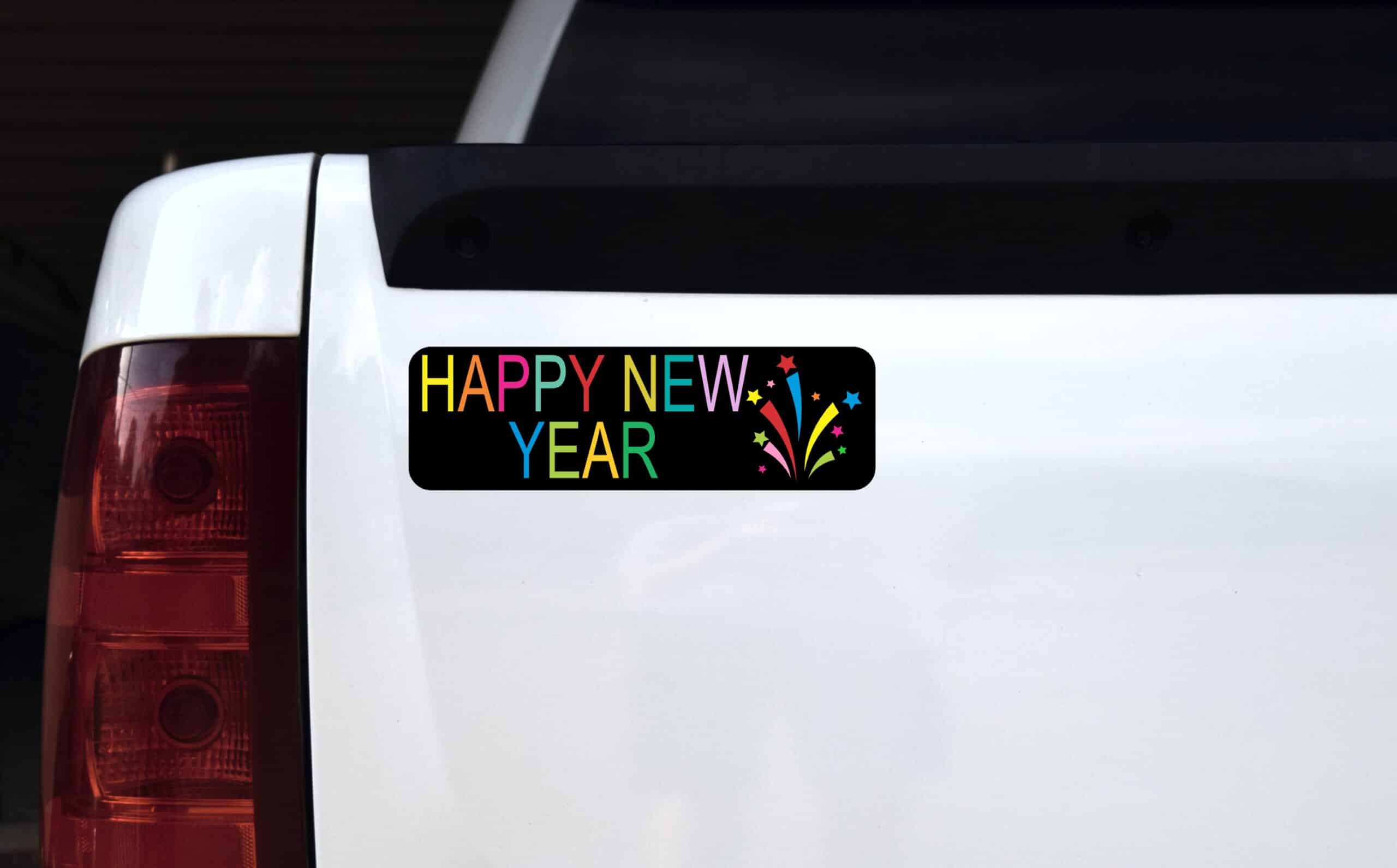 10 in x 3 in Happy New Year Bumper Sticker Vinyl Truck Window Ca