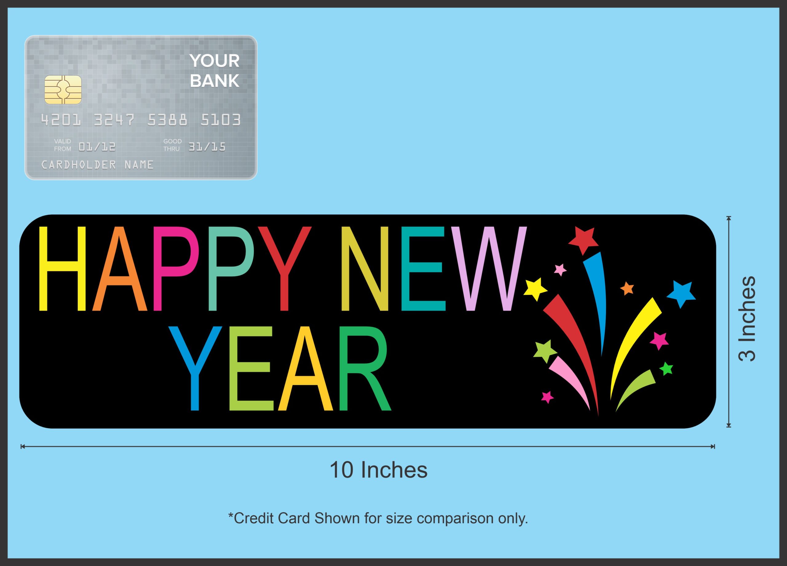 10 in x 3 in Happy New Year Bumper Sticker Vinyl Truck Window Ca