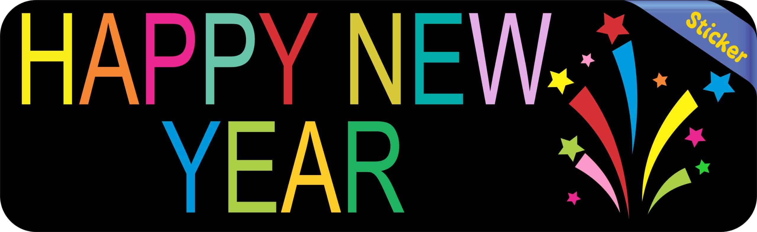 10 in x 3 in Happy New Year Bumper Sticker Vinyl Truck Window Ca