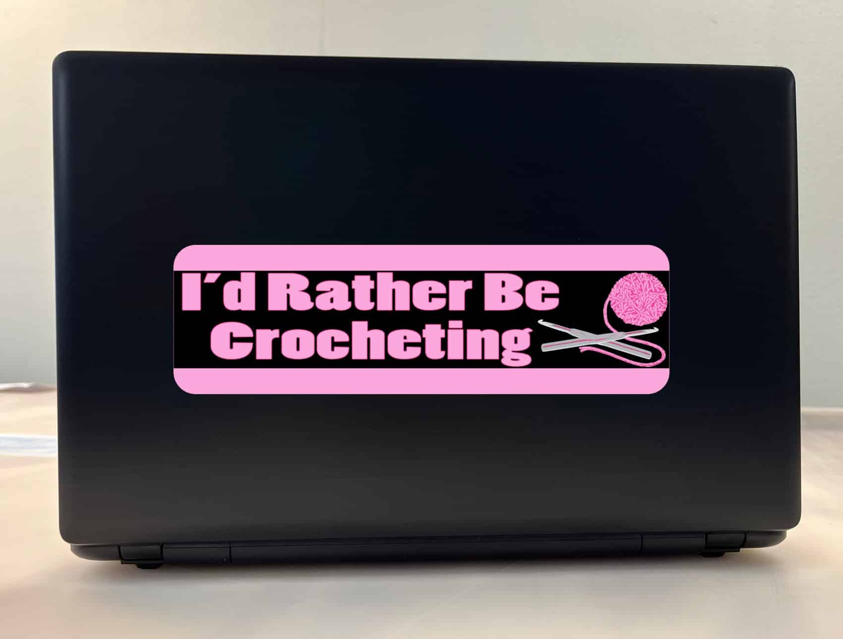 10in x 3in I'd Rather Be Crocheting Bumper Sticker Vinyl Truck Window Stickers