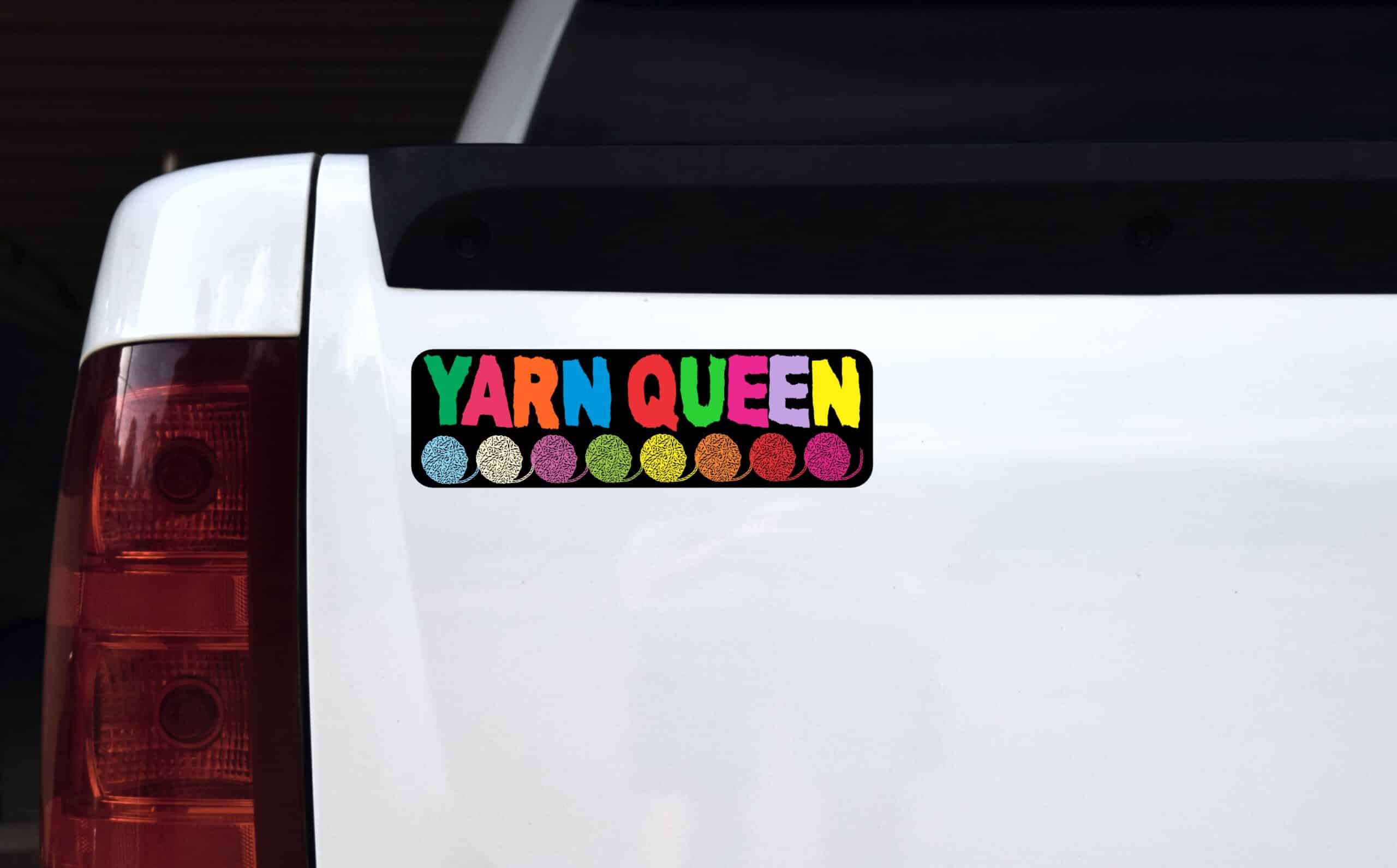 10in x 3in Yarn Queen Bumper Sticker Vinyl Truck Window Decal Stickers