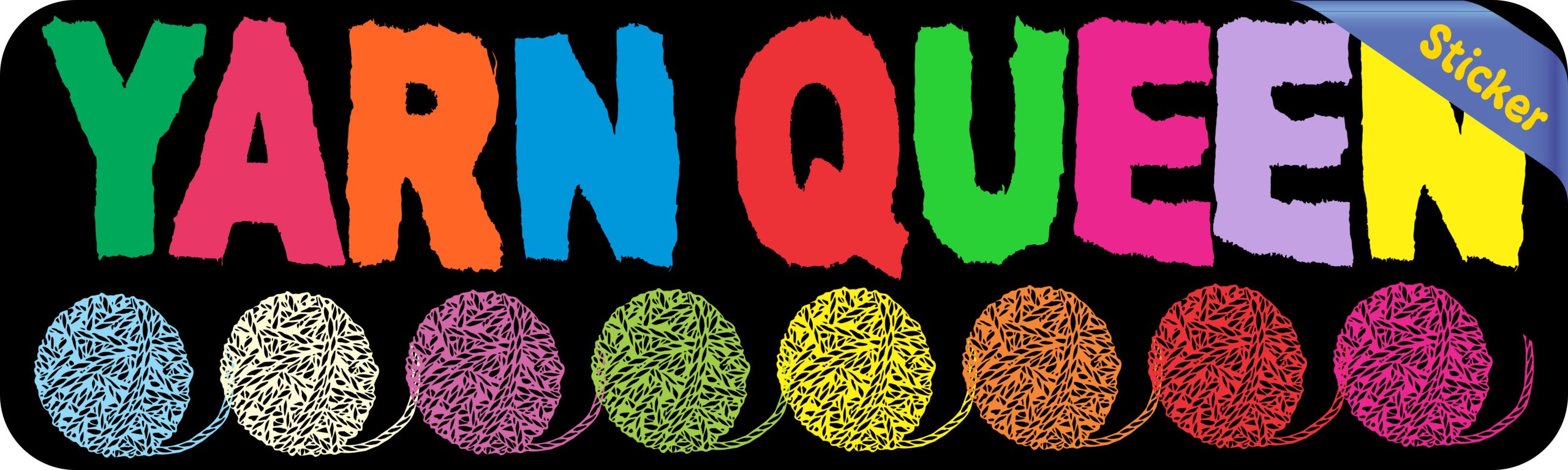 10in x 3in Yarn Queen Bumper Sticker Vinyl Truck Window Decal Stickers
