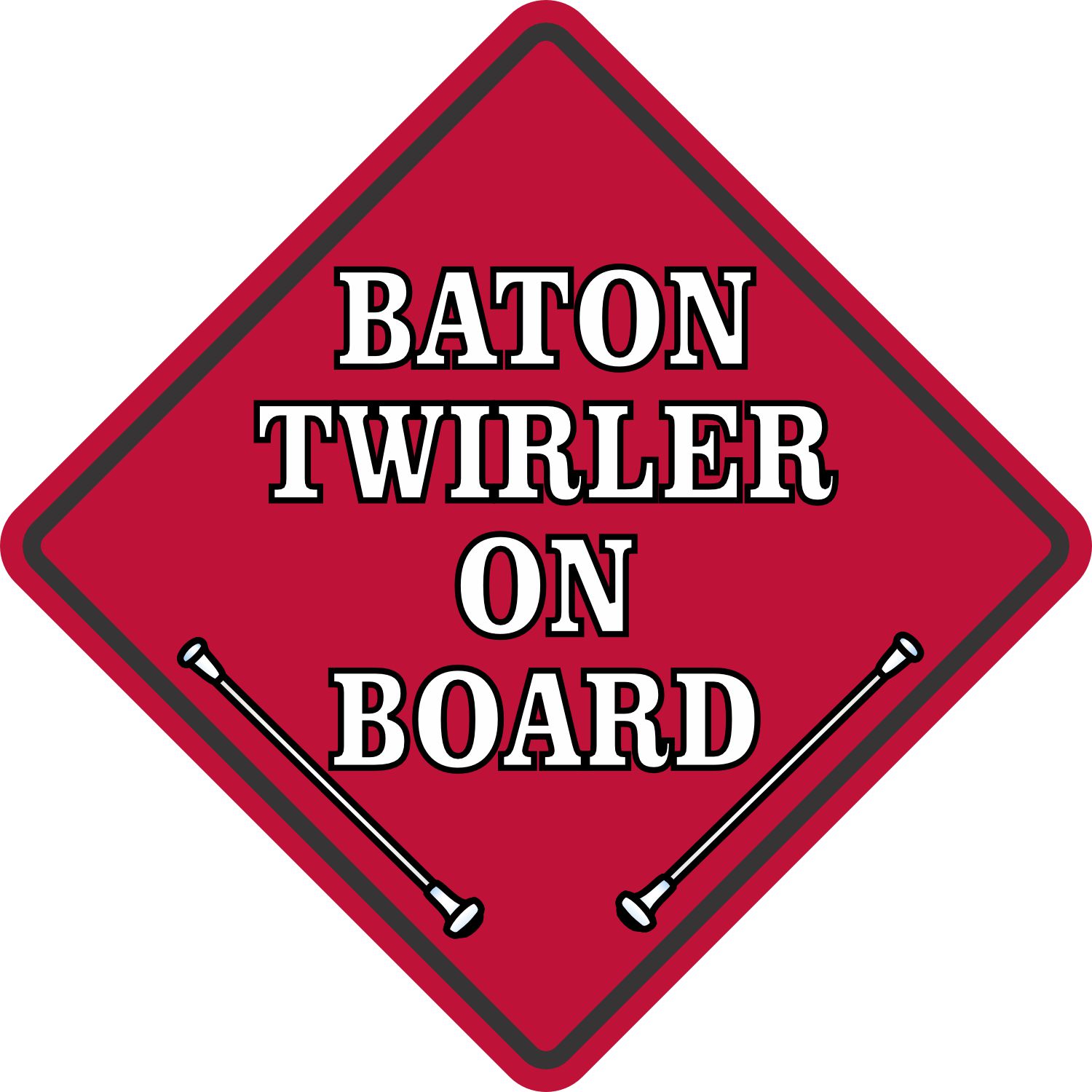 5in x 5in Red Baton Twirler On Board Magnet