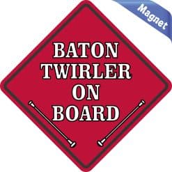 Alternative view of 5in x 5in Red Baton Twirler On Board Magnet