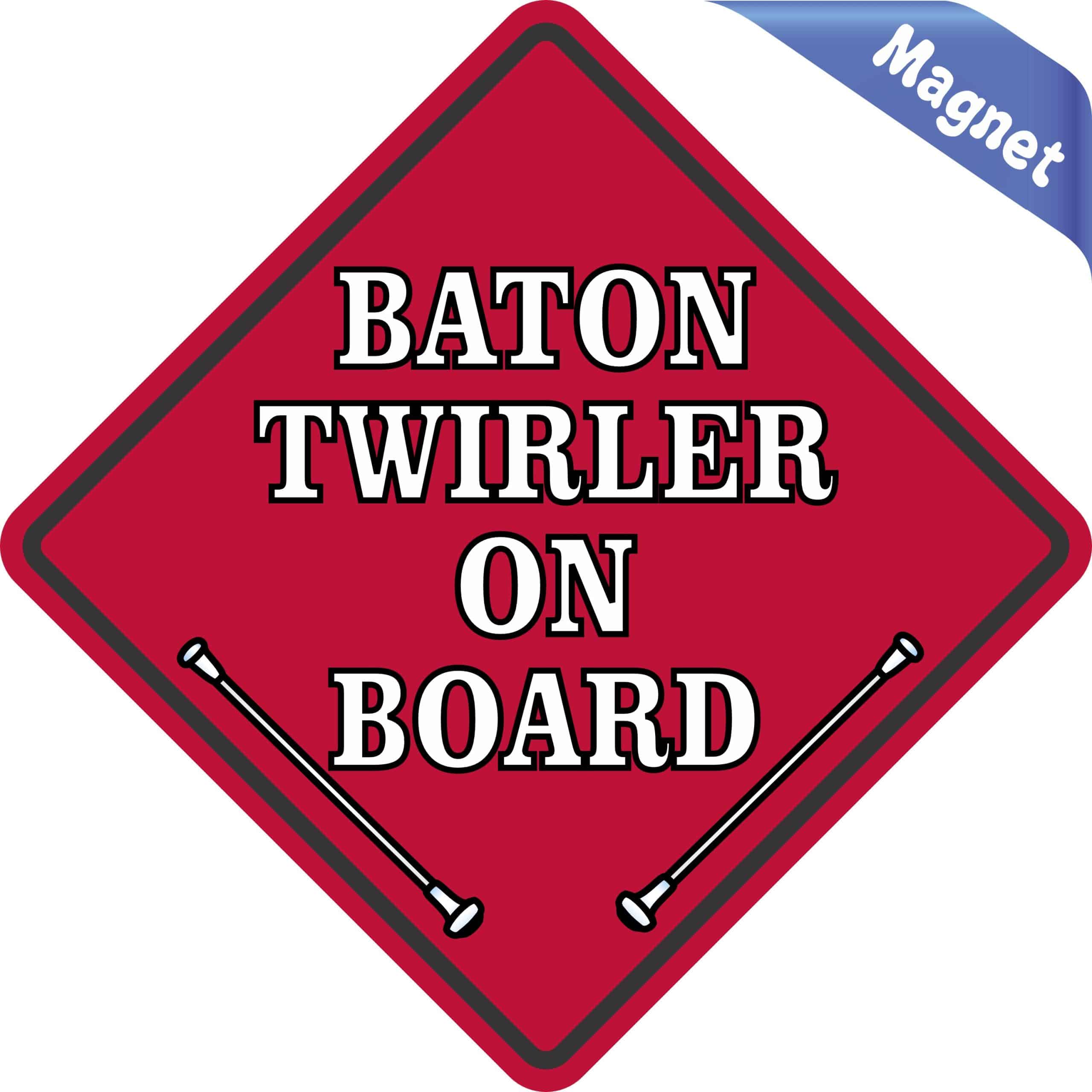 5in x 5in Red Baton Twirler On Board Magnet - Image 2