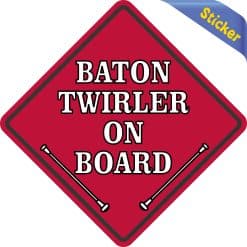 Alternative view of 5in x 5in Red Baton Twirler on Board Sticker