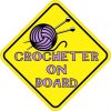 Purple Crocheter on Board Sticker