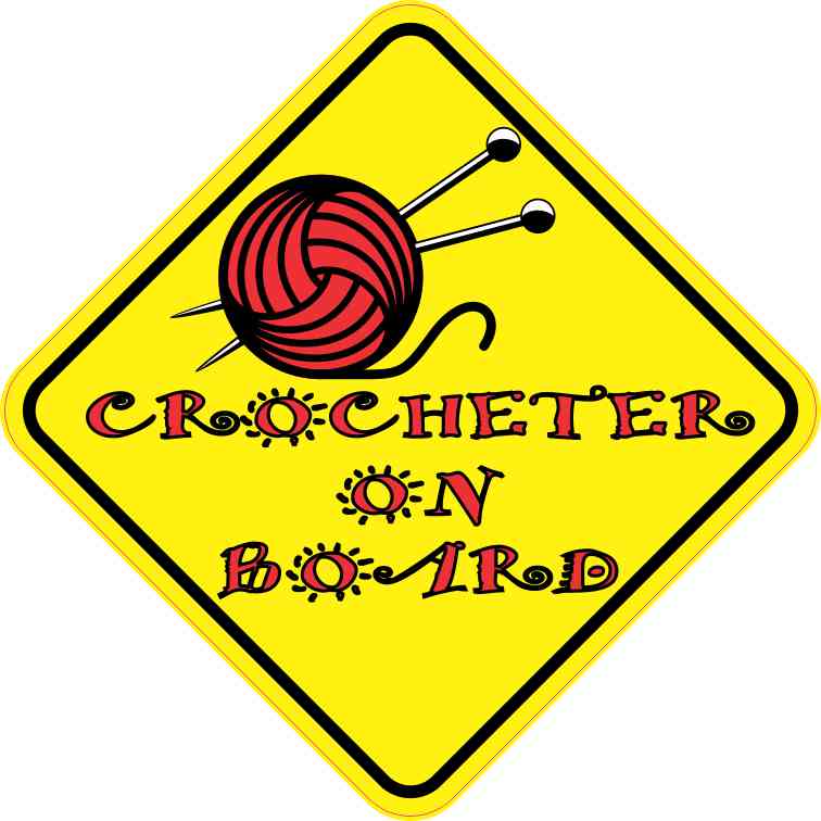Crocheter on Board Sticker