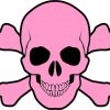 light pink skull and cross bones bumper sticker