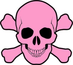 light pink skull and cross bones bumper sticker