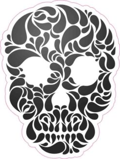 Black and White Swirl Skull Bumper Sticker