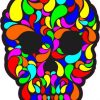 multi-color swirl skull bumper sticker