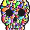 faded multi-color swirl skull bumper sticker