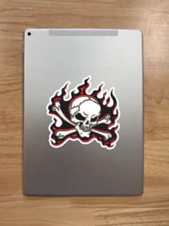 5in x 5in Red Flame Skull Bumper Sticker Car Vinyl Truck Window