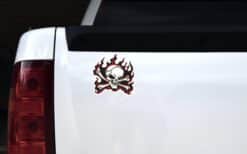 5in x 5in Red Flame Skull Bumper Sticker Car Vinyl Truck Window