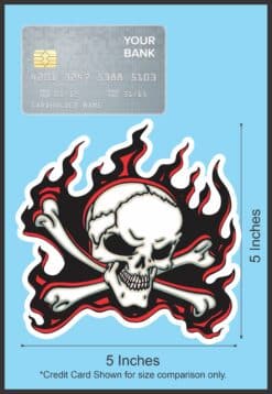 5in x 5in Red Flame Skull Bumper Sticker Car Vinyl Truck Window