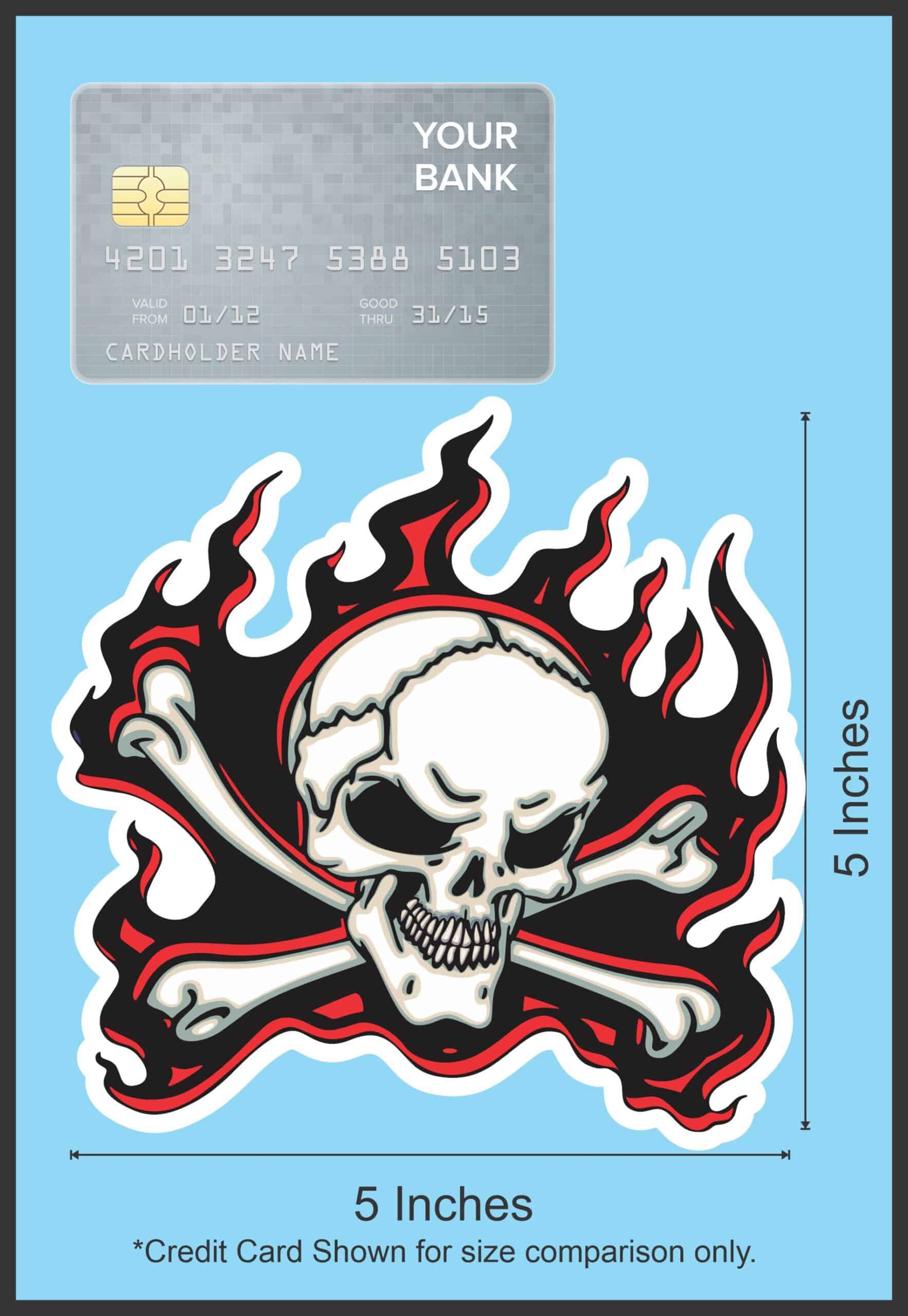 5in x 5in Red Flame Skull Bumper Sticker Car Vinyl Truck Window